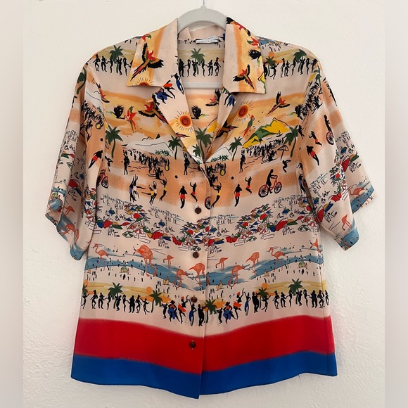 Deveaux New York Silk Beach Printed Silk Shirt - Picture 1 of 5